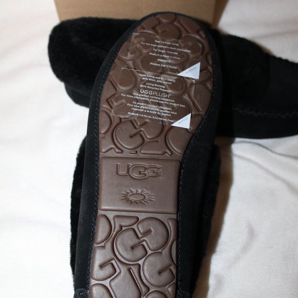 NIB UGG WOMEN'S SPILL SEAM SHEARLING SUEDE SLIPPERS BLACK - Picture 8 of 8